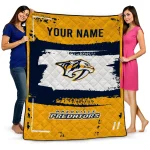 customized nashville predators grunge patch gold white quilt blanket best selling