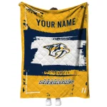 customized nashville predators grunge patch gold white quilt blanket best selling