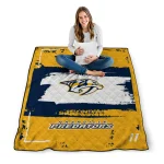 customized nashville predators grunge patch gold white quilt blanket best selling