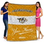 customized nashville predators pinstripe lines gold white quilt blanket best selling