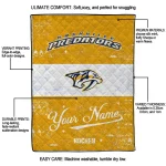 customized nashville predators pinstripe lines gold white quilt blanket best selling
