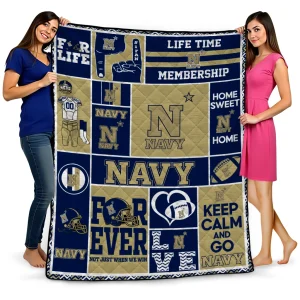 customized navy midshipmen helmet passion blue quilt blanket best selling