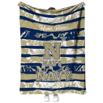 customized navy midshipmen layered florals blue white quilt blanket best selling