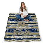 customized navy midshipmen layered florals blue white quilt blanket best selling