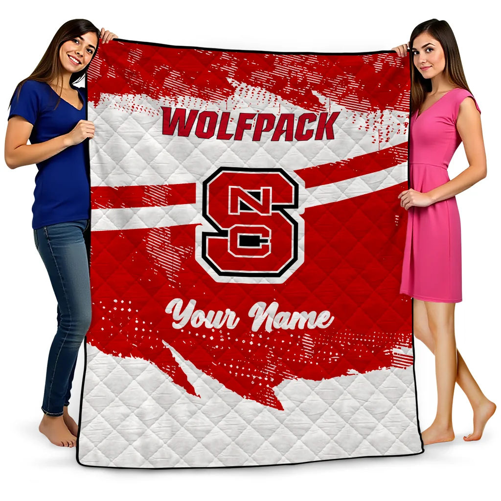 customized nc state wolfpack brushstroke layers red quilt blanket best selling