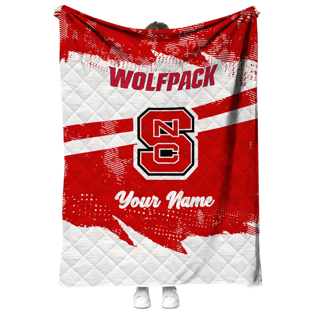 customized nc state wolfpack brushstroke layers red quilt blanket fashion forward