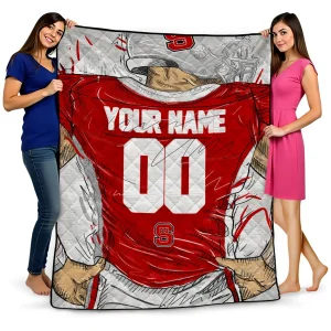 customized nc state wolfpack player sketch red gray quilt blanket best selling