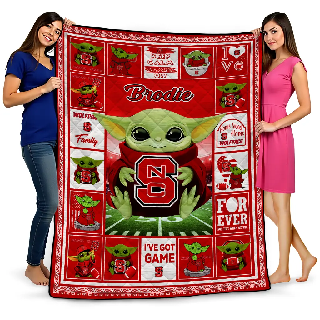 customized nc state wolfpack yody baby pattern red quilt blanket best selling