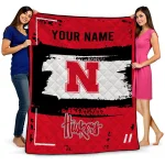 Customized Nebraska Cornhuskers Grunge Patch Red White Quilt Blanket 1 customized nebraska cornhuskers grunge patch red white quilt blanket best selling