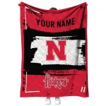 customized nebraska cornhuskers grunge patch red white quilt blanket best selling