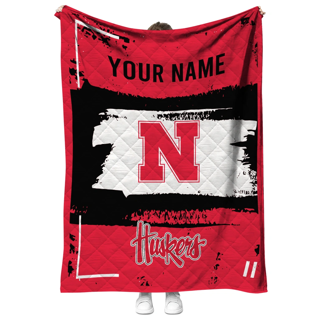 customized nebraska cornhuskers grunge patch red white quilt blanket fashion forward customized nebraska cornhuskers grunge patch red white quilt blanket fashion forward
