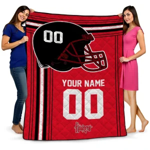 customized nebraska cornhuskers helmet theme red quilt blanket best selling