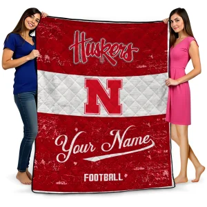 customized nebraska cornhuskers hibiscus burst red white quilt blanket best selling