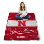 customized nebraska cornhuskers hibiscus burst red white quilt blanket best selling