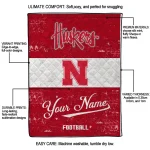 customized nebraska cornhuskers hibiscus burst red white quilt blanket best selling