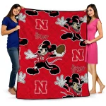 customized nebraska cornhuskers mickey football red quilt blanket best selling