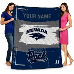 customized nevada wolf pack grunge patch blue white quilt blanket best selling