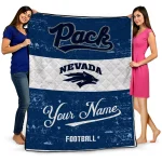 customized nevada wolf pack hibiscus burst blue white quilt blanket best selling