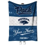 customized nevada wolf pack hibiscus burst blue white quilt blanket best selling
