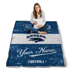 customized nevada wolf pack hibiscus burst blue white quilt blanket best selling