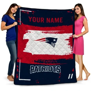 customized new england patriots grunge patch blue white quilt blanket best selling