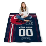 customized new england patriots helmet theme blue quilt blanket best selling
