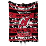 customized new jersey devils layered florals red white quilt blanket best selling