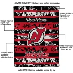 customized new jersey devils layered florals red white quilt blanket best selling