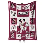 customized new mexico state aggies mickey crimson white quilt blanket best selling