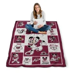 customized new mexico state aggies mickey crimson white quilt blanket best selling