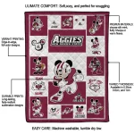 customized new mexico state aggies mickey crimson white quilt blanket best selling