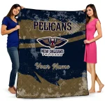 customized new orleans pelicans brushstroke layers navy quilt blanket best selling