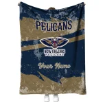 customized new orleans pelicans brushstroke layers navy quilt blanket best selling