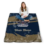customized new orleans pelicans brushstroke layers navy quilt blanket best selling