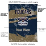 customized new orleans pelicans brushstroke layers navy quilt blanket best selling
