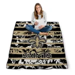 customized new orleans saints layered florals gold white quilt blanket best selling