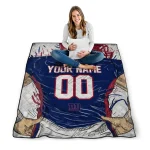 customized new york giants player sketch blue gray quilt blanket best selling
