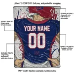 customized new york giants player sketch blue gray quilt blanket best selling