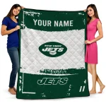 customized new york jets grunge patch green white quilt blanket best selling