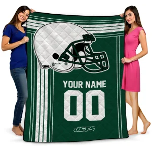 customized new york jets helmet theme green quilt blanket best selling