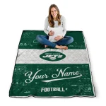 customized new york jets hibiscus burst green white quilt blanket best selling