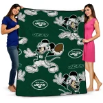 customized new york jets mickey football green quilt blanket best selling