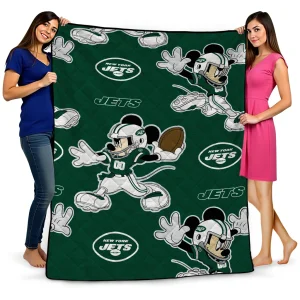 customized new york jets mickey football green quilt blanket best selling