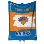 customized new york knicks grunge patch blue white quilt blanket best selling