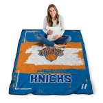 customized new york knicks grunge patch blue white quilt blanket best selling
