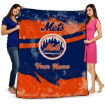 customized new york mets brushstroke layers blue quilt blanket best selling