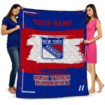 customized new york rangers grunge patch blue white quilt blanket best selling