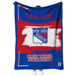 customized new york rangers grunge patch blue white quilt blanket best selling