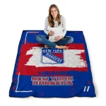 customized new york rangers grunge patch blue white quilt blanket best selling