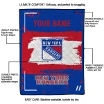 customized new york rangers grunge patch blue white quilt blanket best selling
